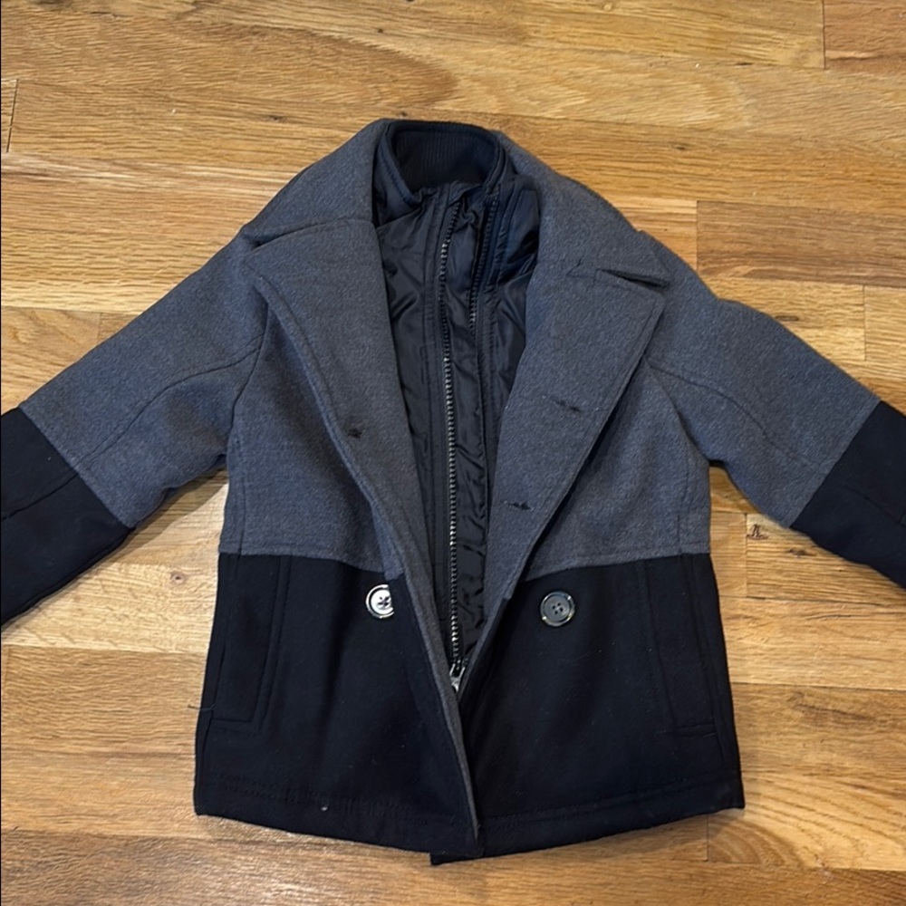 London Fog Gray and Black Peacoat